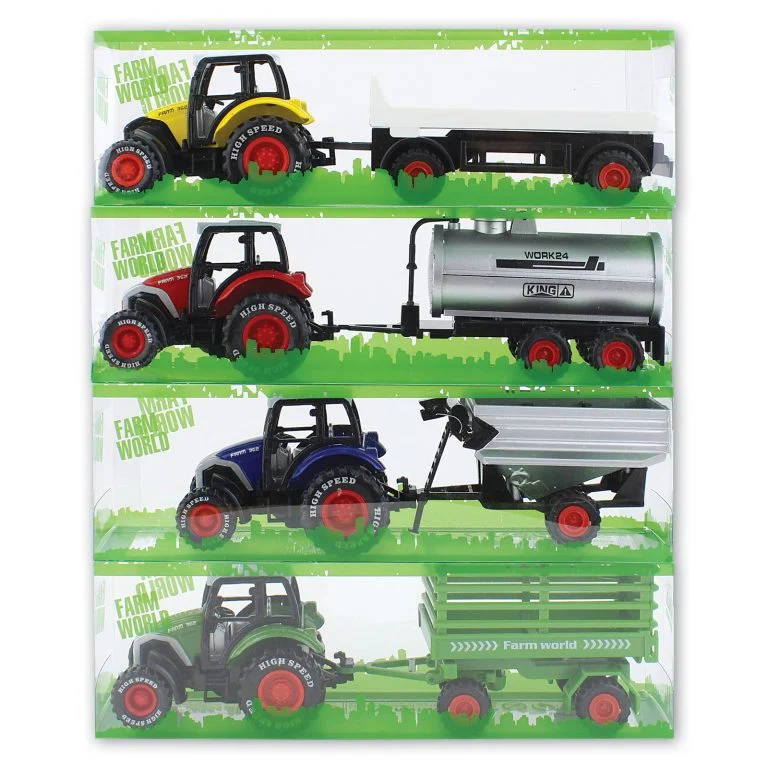 Die Cast Tractor with Trailer Pull Back Variation