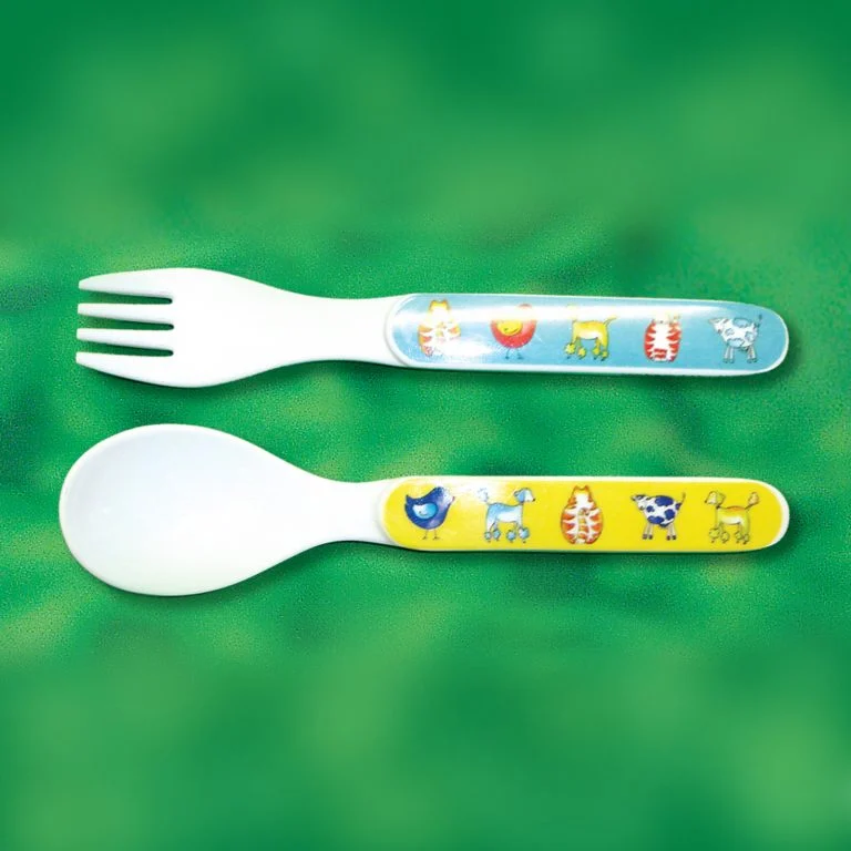 Plastic Fork & Spoon Set Farm