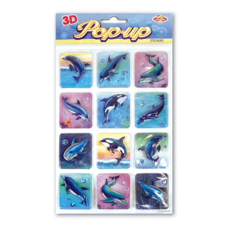 12 Dolphin & Whale Pop-Up 3D Stickers